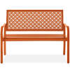 Indoor Outdoor Steel Bench w/ Geometric Backrest, Foot Levelers