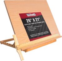 U.S. Art Supply X-Large 26" x 21" Wooden Drawing Board, Adjustable Table Top Easel