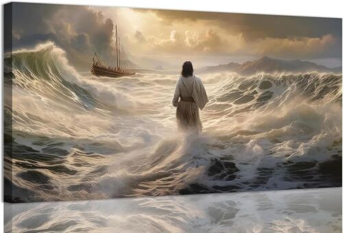 Jesus Walking On Water Canvas Wall Art