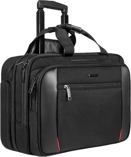 EMPSIGN Rolling Briefcase Laptop Bag,17.3" Computer bag with wheels, Water Repellent Travel Roller Underseat Bag with RFID Blocking Pocket,Rolling Work Bags