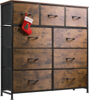WLIVE 9-Drawer Dresser with Fabric Bins, Steel Frame, Wood Top