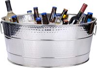 BREKX Aspen Heavy-Duty Oval Stainless Steel Drink Cooler for Parties - Metal Large Ice Bucket for Drinks, 25-Quart (30-Bottle) Large Cooler Ice Container for Parties, Leak Resistant
