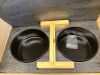 SPUNKYJUNKY Ceramic Dog and Cat Bowl Set with Wooden Stand, Modern Cute Weighted Food Water Set for Small Size Dogs (13.5OZ) & Medium Sized Dogs (28.7OZ) & Cats (3.6 Cups, 2 &times; Black) - 2