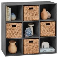 9-Cube Bookshelf Storage Display w/ 3 Removable Panels, Customizable Design