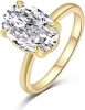 925 Gold Oval Cut Ring - cubic zirconia