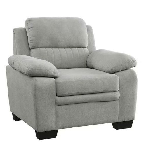 Lazzara Deliah Gray Textured Fabric Arm Chair