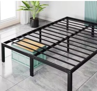 Wonder Comfort Black Metal Frame Full Size Platform Bed Mattress Foundation with Steel Slat Support and Storage, No Box Spring Needed