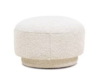 Jennifer Taylor Fuji 15" Mushroom Footstool Ottoman, Ivory White Boucle