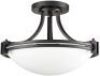 AXILAND Industrial Semi Flush Mount Ceiling Light Fixture with White Glass Bowl Shade
