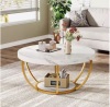 Byblight Allan 31.7 in. White Faux Marble Round Wood Coffee Table with Storage Shelf