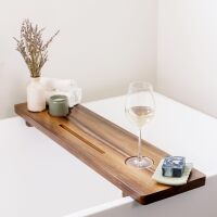 Premium Nature Shed Bathtub Tray for Freestanding Bath | Large & Thick 35&rdquo; Acacia Wood Luxury Bath Tray for Tub | Anti-Tip, Non-Toxic, Adjustable Bathtub Trays for Tub with Bathroom Accessories Holder