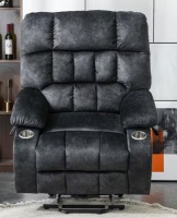 Gray Velvet Oversized Electric Power Lift Recliner Chair with Massage and Heating