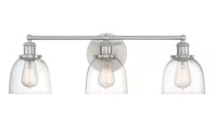 Home Decorators Collection Evelyn 26.75 in. 3-Light Brushed Nickel Vanity Light with Clear Glass Shades