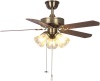 42 Inch Indoor Ceiling Fan with Pull-Chain and Three LED Light Bulbs Base