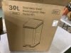 Home Zone Living 7.9 Gal. Matte Black Slim Rectangular Step-On Stainless Steel Kitchen Trash Can with Slow Closing Lid - Broken Plastic on Back - 5
