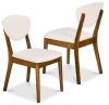 2-Piece Mid-Century Modern Wood &Upholstered Dining Chair Set