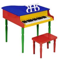 Kids Mini Wooden Grand Piano w/ Lid, Bench, Music Rack, Song Book