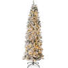 Pre-Lit Snow Flocked Artificial Pencil Christmas Tree