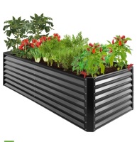 Outdoor Metal Raised Garden Bed for Vegetables, Flowers, Herbs - 8x4x2ft
