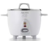 Aroma Simply 6-Cup Stainless Steel White Rice Cooker with Measuring Cup and Serving Spatula