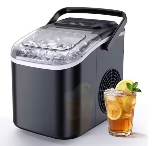 Euhomy 8.5 in. 26 lb. Bullet-Shaped Countertop Portable Ice Maker in Gray with 2-Ice Sizes , 6 min/8-Pieces, Auto-Cleaning