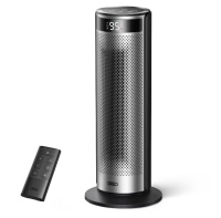 DREO 1500W Solaris Plus 20" Portable Oscillating Ceramic Space Heater for Home with Remote and Thermostat 12H Timer Silver