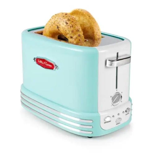 Nostalgia Retro 900 W 2-Slice Aqua Wide Slot Bagel Toaster