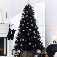 4.5' Premium Artificial Black Pampas Christmas Tree w/ Foldable Metal Base