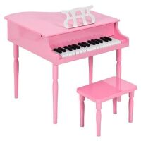 Kids Mini Wooden Grand Piano w/ Lid, Bench, Music Rack, Song Book