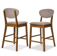 Set of 2 Modern Counter-Height Bar Stool Set W/ Upholstered Seat Cushion