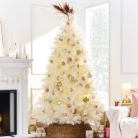 4.5' Premium Artificial Ivory Pampas Christmas Tree w/ Foldable Metal Base