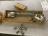 UniFlame 5-Piece Satin Pewter Fireplace Tools Set with Pedestal - Broken Piece on Stand