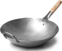 Craft Wok Traditional Hand Hammered Carbon Steel Wok, 14" Round Bottom