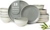 Pokini 18 Piece Ceramic Dinnerware Set for 6, Gradient Green