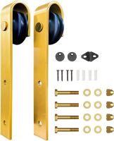 Rio Salto Brushed Brass Gold Barn Door Rollers, Fits 1 3/8" & 1 3/4" Panels, Supports 170 lbs, Track Not Included, Set of 2
