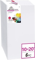 Phoenix White Cotton Stretched Artist Canvas, 10" x 20", 6 Pack - NEW