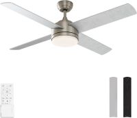 Warmiplanet Ceiling Fan with LED Light and Remote Control, Brushed Motor, 52-Inch