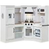 Pretend Play Corner Kitchen Wooden Toy Set for Kids w/ Lights, Sounds