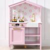 Pretend Play Wooden Farmhouse Kitchen Set w/ Storage, 5 Accessories
