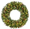 60" Pre-Lit Artificial Christmas Wreath w/Berries & Pinecones, Lights