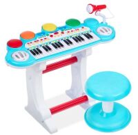 37-Key Kids Electric Keyboard w/ Microphone, Stool