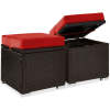 Set of 2 Wicker Ottomans, Multipurpose w/ Removable Cushions, Steel Frame