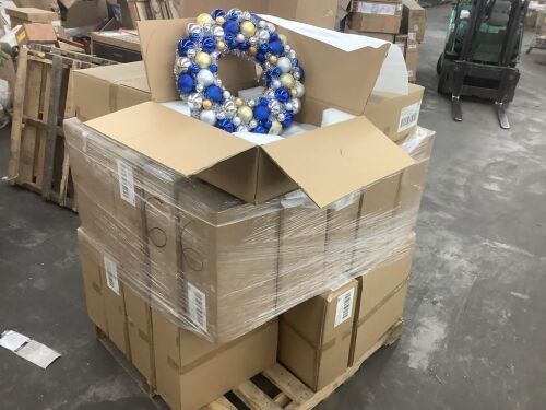 Pallet of (25) Cases of Hanukkah Metallic Bulb Wreath, 2 per Case