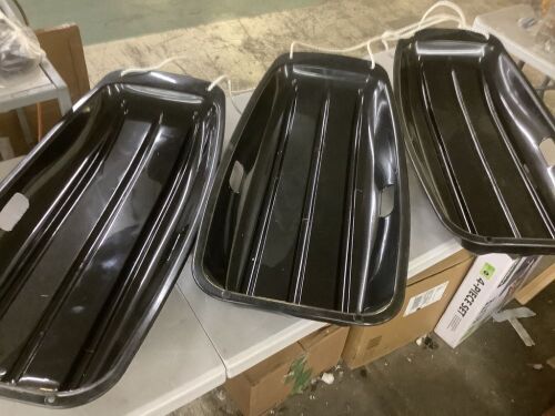 Lot of (3) Kids Outdoor Plastic Toboggan Snow Sled Board w/ Pull Rope, Handles - 35in