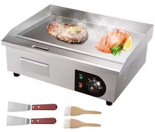 VEVOR 21 in. 1600 W Countertop Electric Flat Top Stainless Steel Teppanyaki Grill