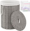 Round Rattan Laundry Basket with Lid and Handles 29.1 Gal