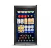 18.89 in.Black Single Zone Freestanding 130-Cans Stainless Steel Beverage Cooler with Low-E Glass Door, Safety Lock - Small Dent Back Right Corner