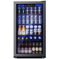 17.3 in.W Single Zone 130-Cans Freestanding Beverage Refrigerator Cooler in Black, UV Protection and Auto LED