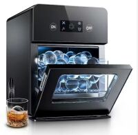 12.6 in. 22 lbs. Whiskey Ball Shaped Cocktail Ice Portable Countertop Ice Maker in Black with Auto-Cleaning