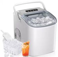 8.1 in. 27 lb./Day Bullet Countertop Portable Ice Maker in Black with 2-Ice Sizes, Ice Scoop, Self-Cleaning, 6-Min Ice